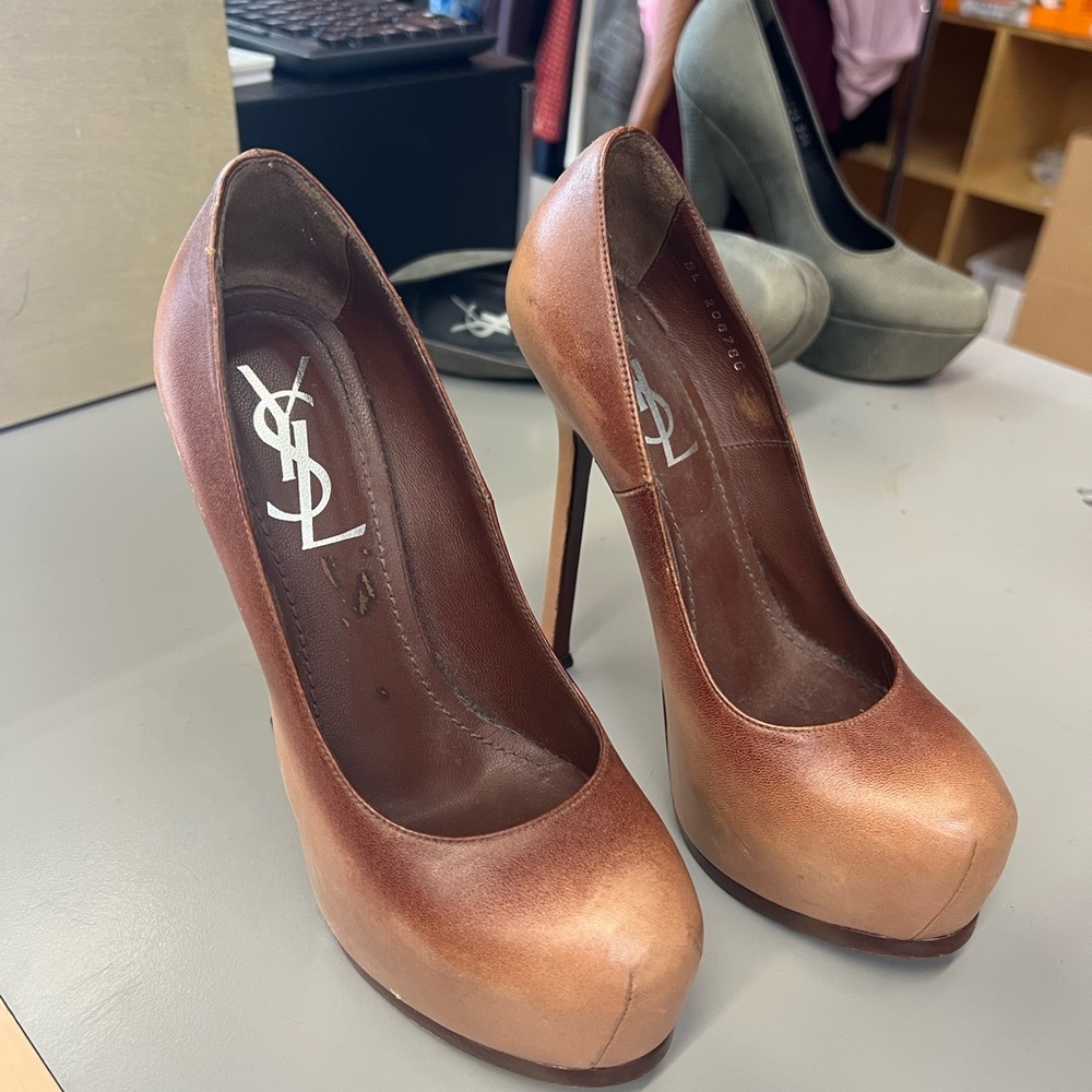 Yves Saint Laurent Women's Brown Platform Heels